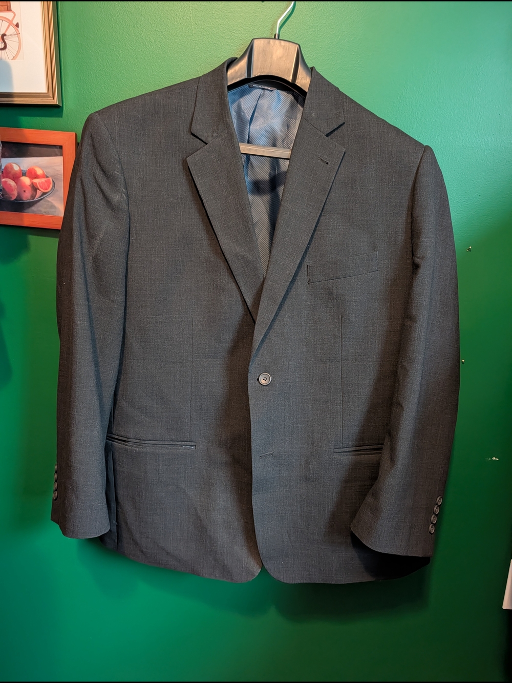 Men's Charcoal Single-Breasted Blazer - Classic Tailored Style